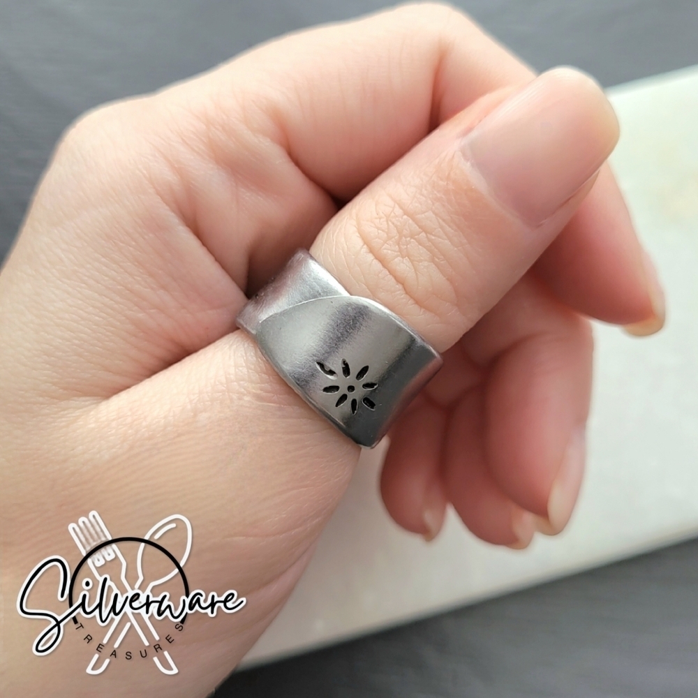 1950's Atomic Starburst Stainless Steel Mid Century Modern Ring